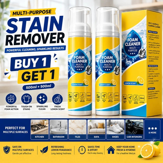 Multipurpose Stain Remover (Foam Cleaner, Multi-Surface Cleaning Spray for Car Seats, Upholstery, Leather, Fabric, Carpet, Sofa & Shoes)-Pack of 2